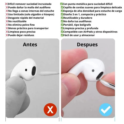 Sonido Puro™ – Kit 3 en 1 de Limpieza para AirPods y Auriculares